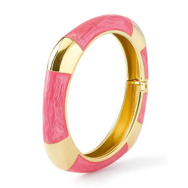 IRAZ_Two-Tone_Pink_&_Gold_Square_Enamel_Hinge_Bangle_Bracelet