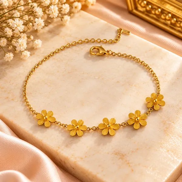 IRAZ_Five_Flower_Sleek_Chain_Bracelet