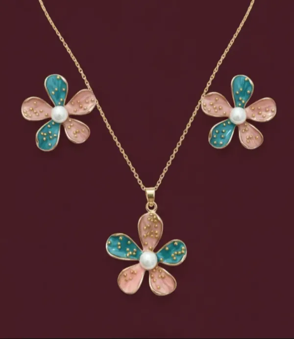 Multicolor_Stainless_Steel_Necklace_And_Earrings_Set_For_Women