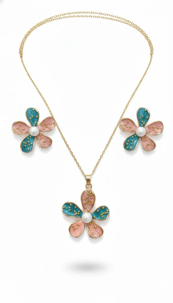 Multicolor_Stainless_Steel_Necklace_And_Earrings_Set_For_Women