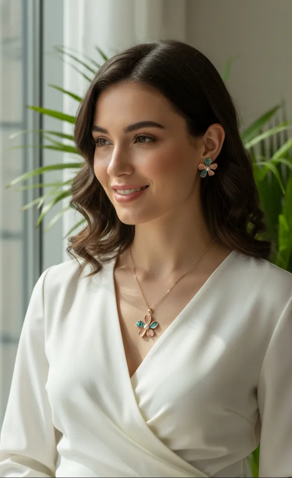 Multicolor_Stainless_Steel_Necklace_And_Earrings_Set_For_Women