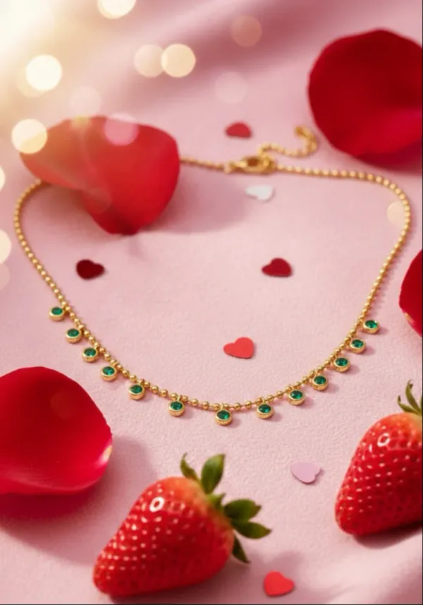 Gold_And_Green_Stainless_Steel_Necklace_For_Women