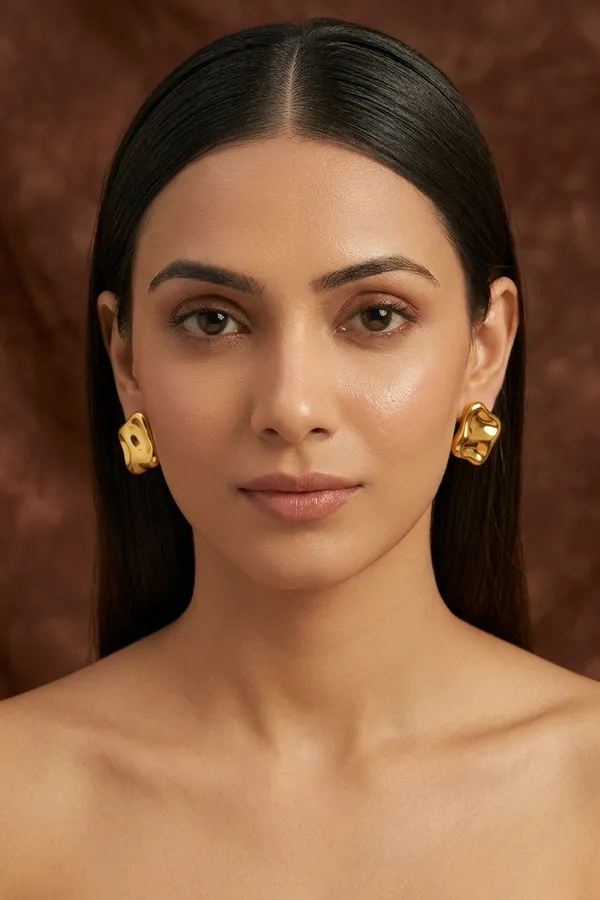 IRAZ_Gold_Plated_Abstract_Wavy_Square_Earrings_For_Women