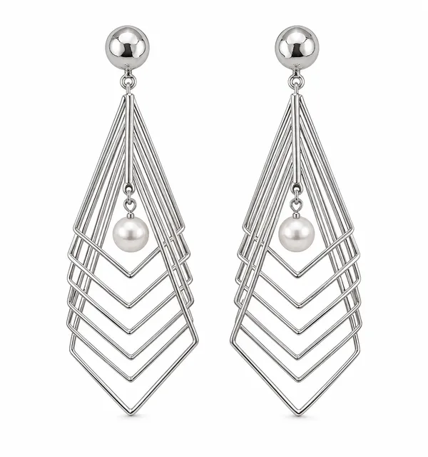 IRAZ_Architectural_Silver_Wire_Geometrical_Earrings_with_Pearl_Drop