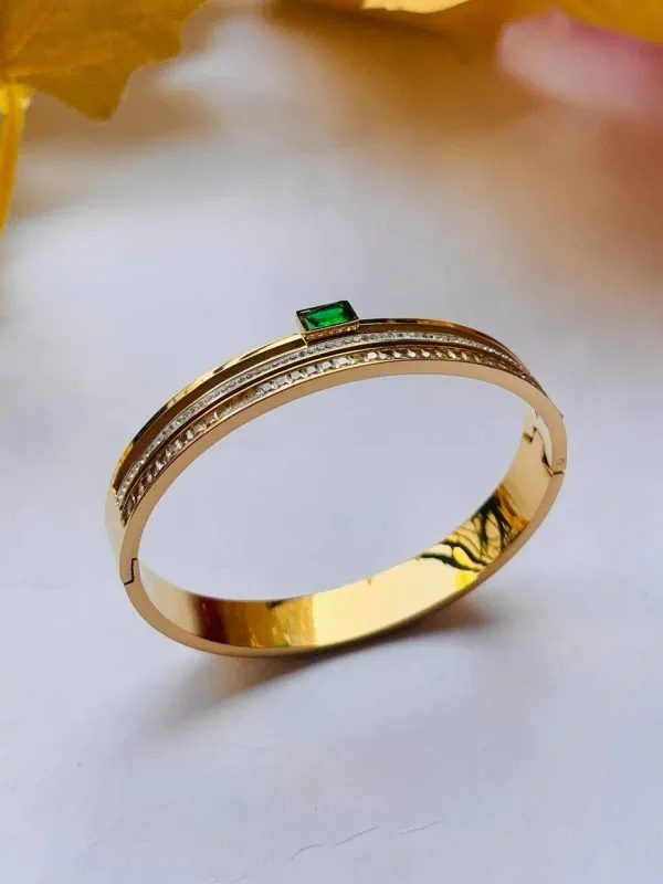 IRAZ_Elegant_18k_Gold_Plated_Bracelet_Bangle_with_Emerald_Stone_&_Diamond_Accents
