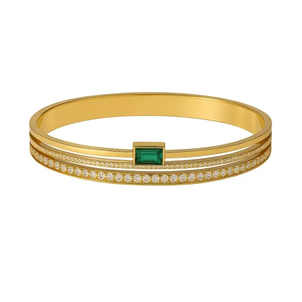 IRAZ_Elegant_18k_Gold_Plated_Bracelet_Bangle_with_Emerald_Stone_&_Diamond_Accents