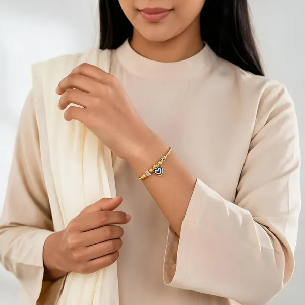 Gold_And_Blue_Stainless_Steel_Bracelet_For_Women