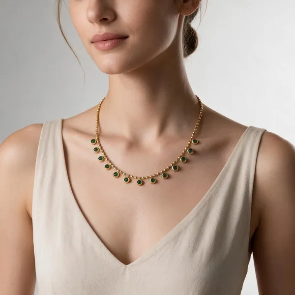 Gold_And_Green_Stainless_Steel_Necklace_For_Women