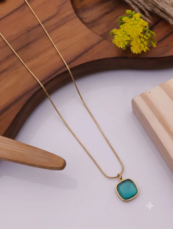 Gold_Brass_Teal_Square_Cat_Eye_Stone_Pendant_Necklace_For_Women