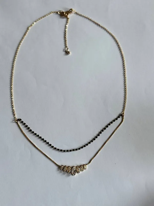 Gold_&_Black_Brass_Zircon_Black_Bead_Layered_Necklace_For_Women