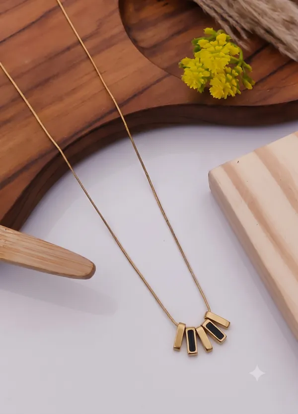 Gold_Brass_Black_Enamel_Multi_Bar_Pendant_Necklace_For_Women