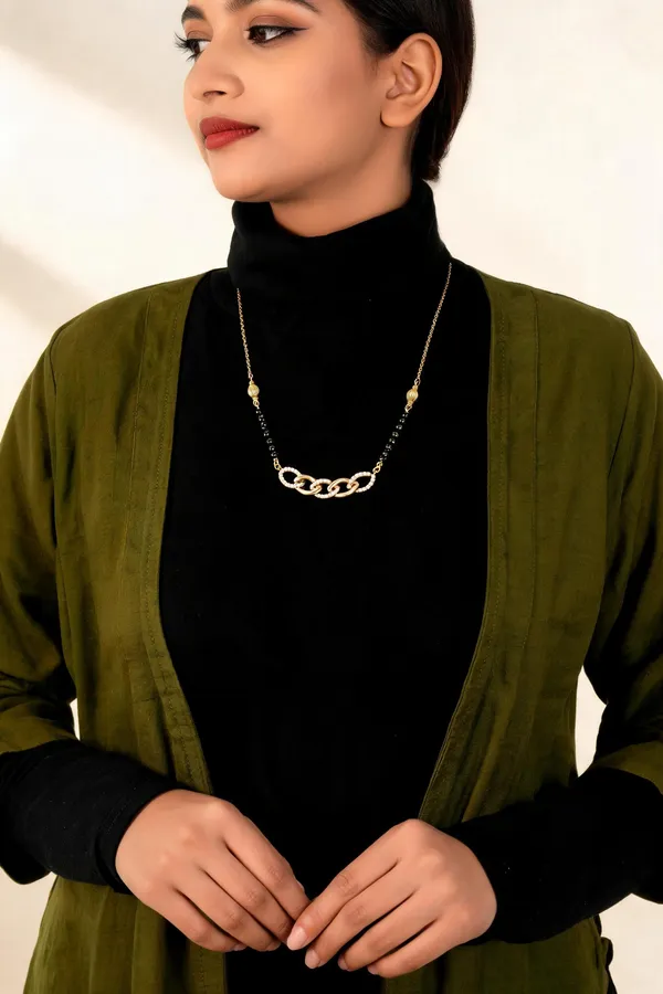Gold_&_Black_Brass_Beaded_Chain_Necklace_For_Women