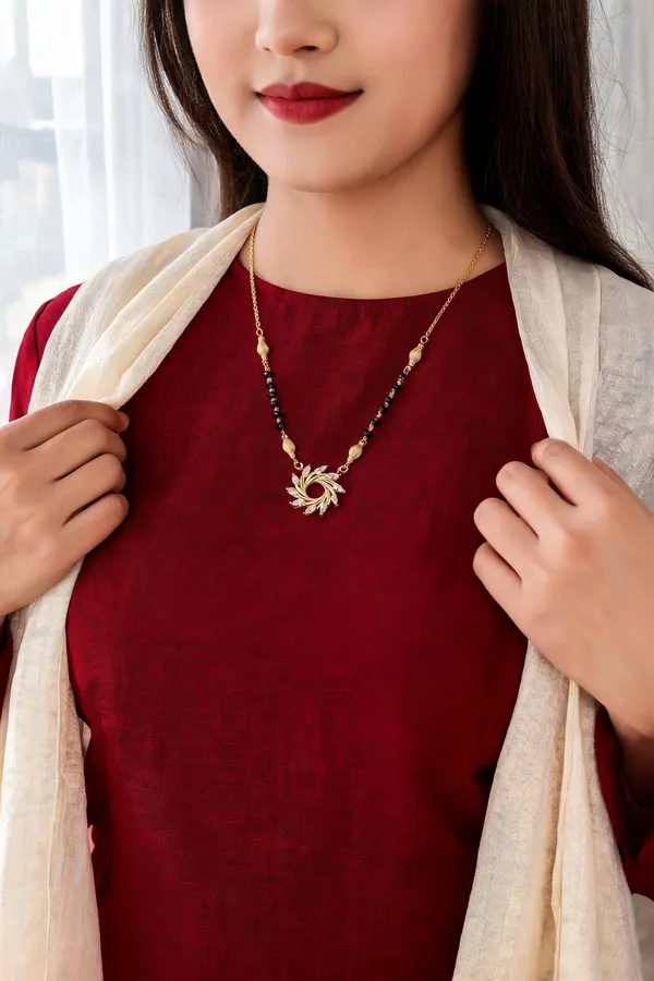Gold_&_Black_Brass_Gold-Plated_Black_Bead_Mangalsutra_For_Women