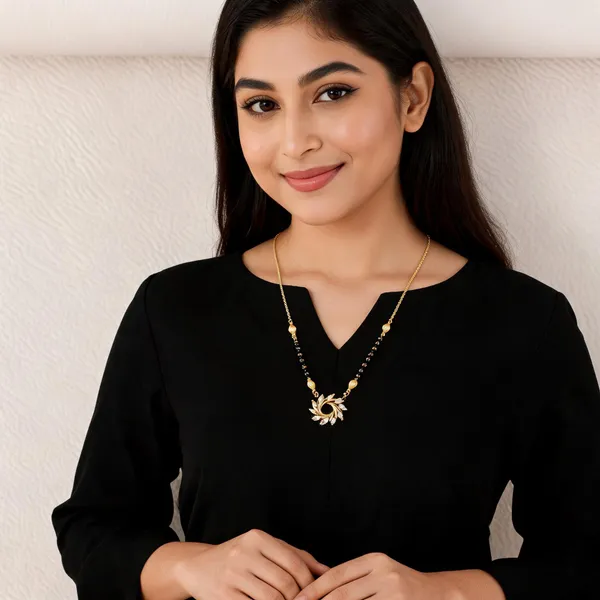 Gold_&_Black_Brass_Gold-Plated_Black_Bead_Mangalsutra_For_Women