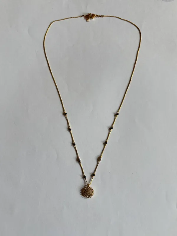 Gold_Brass_Gold-Plated_Black_Bead_Pendant_Necklace_For_Women