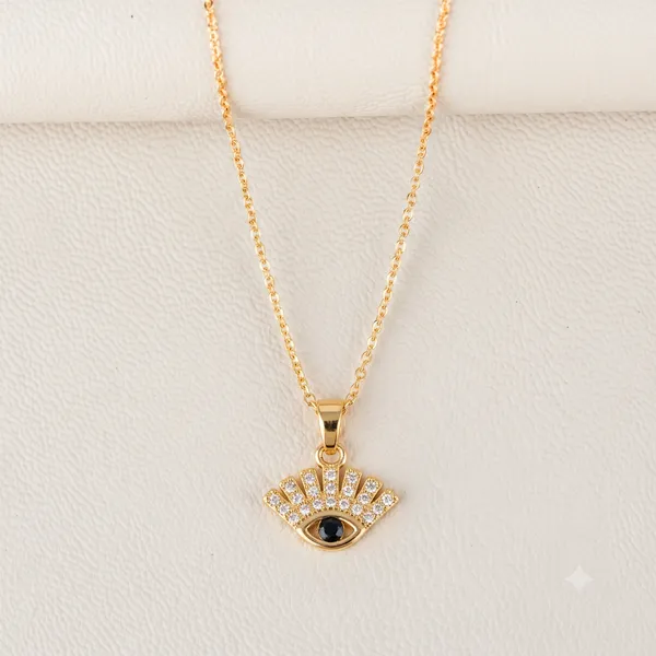 Gold_Black_Enamel_Evil_Eye_Crystal_Zircon_Pendant_Necklace_For_Women