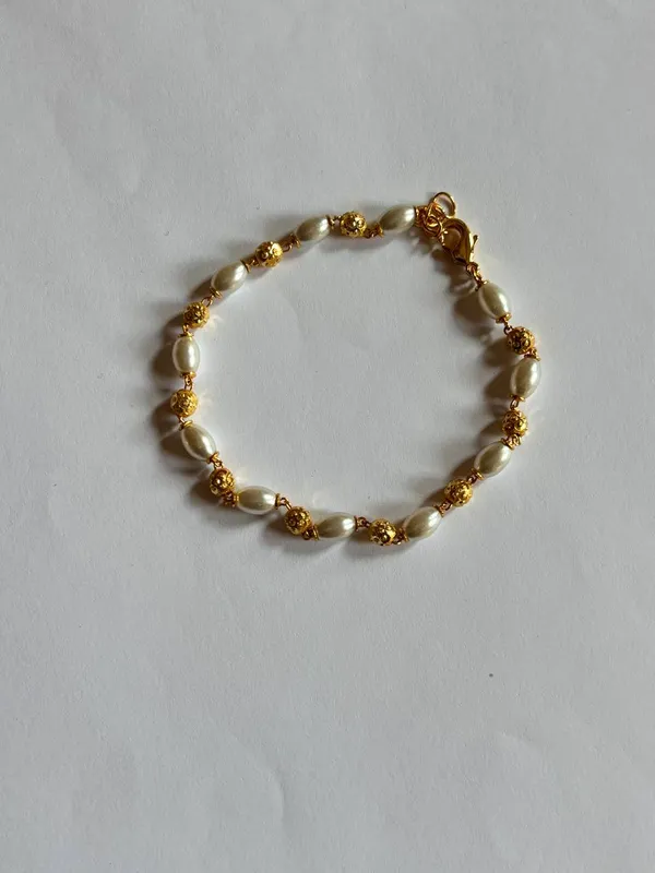 White_Gold_Alloy_Pearl_Style_Beaded_Bracelet_For_Women_-_Pack_of_2