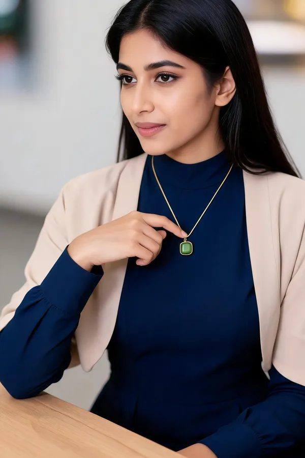 Gold_Brass_Green_Cat_Eye_Square_Pendant_Necklace_For_Women