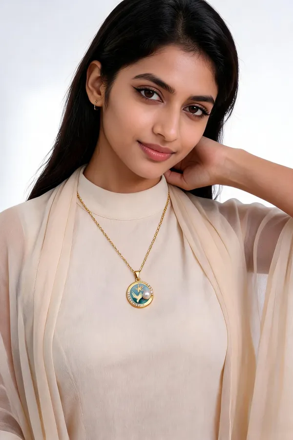 Gold_Brass_Round_Pendant_Necklace_For_Women