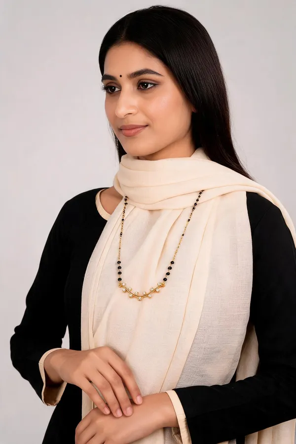 Gold_&_Black_Brass_Gold-Plated_Black_Bead_Mangalsutra_For_Women