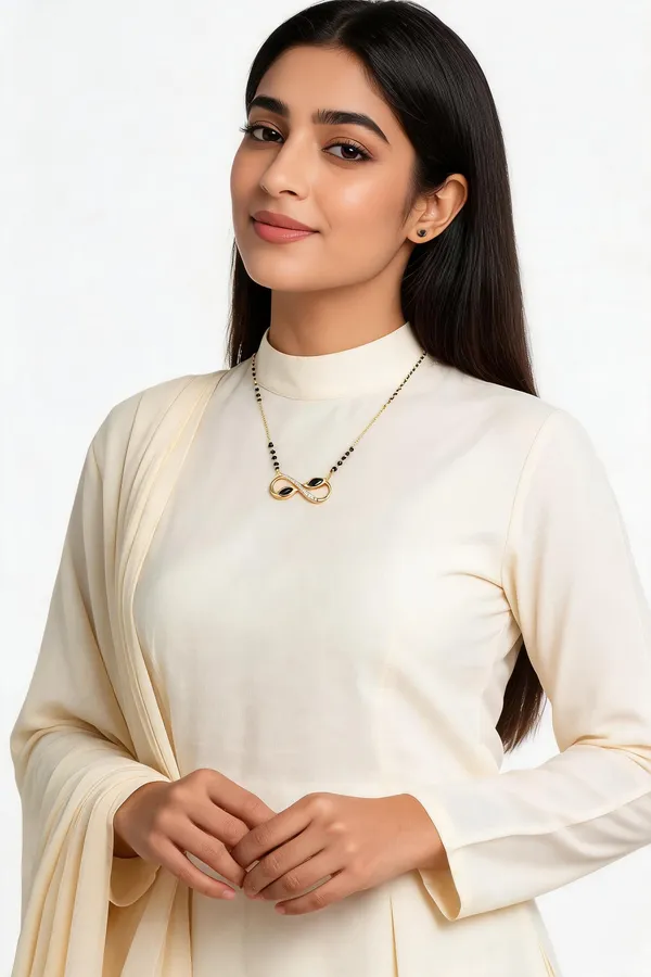 Gold_Black_Bead_Gold-Plated_Infinity_Pendant_Necklace_For_Women