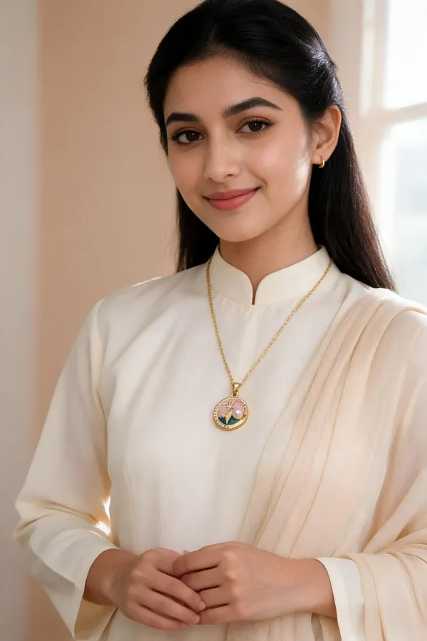 Gold_Brass_Round_Pendant_Necklace_For_Women