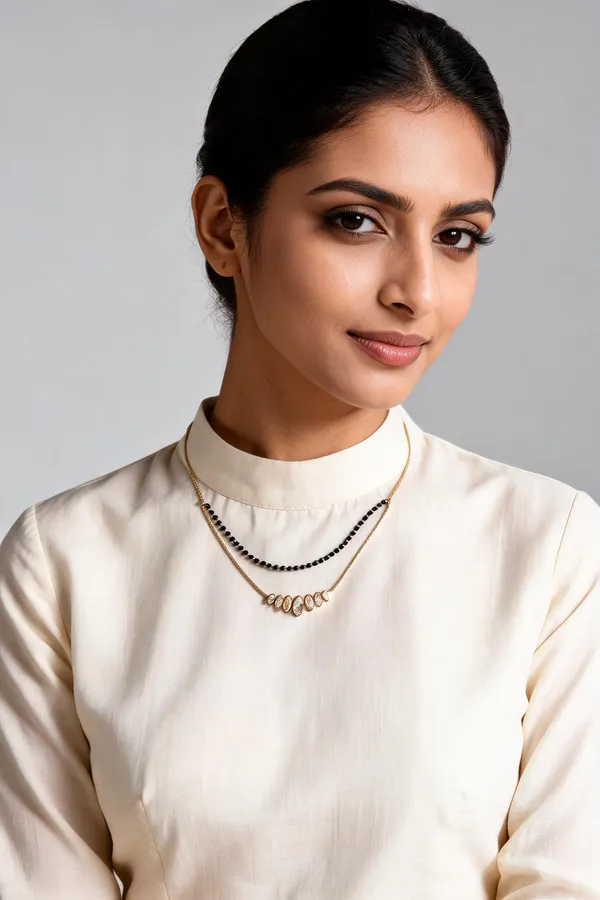 Gold_&_Black_Brass_Zircon_Black_Bead_Layered_Necklace_For_Women
