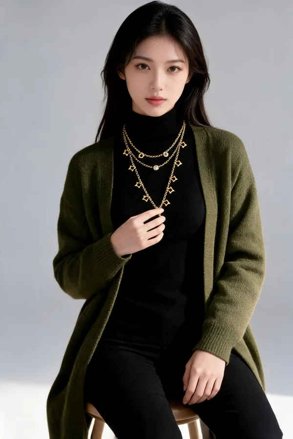 Gold_Stainless_Steel_Layered_Charm_Necklace_For_Women