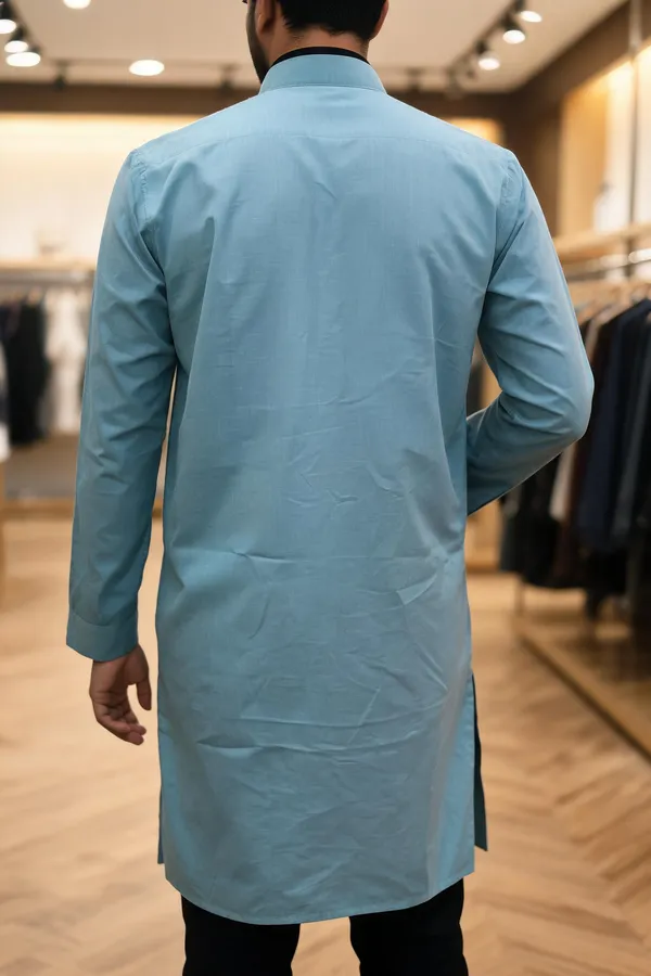 Light_Blue_Cotton_Spun_Straight_Kurta_For_Men