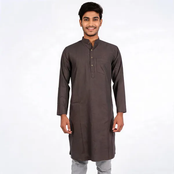Grey_Cotton_Spun_Straight_Fit_Kurta_For_Men