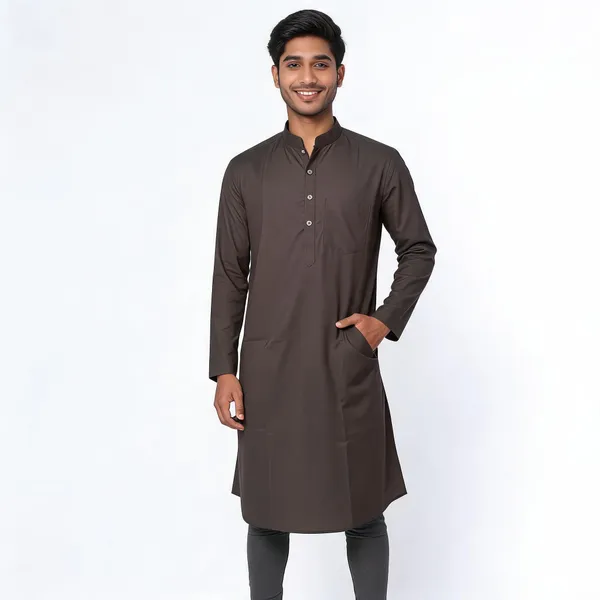 Grey_Cotton_Spun_Straight_Fit_Kurta_For_Men