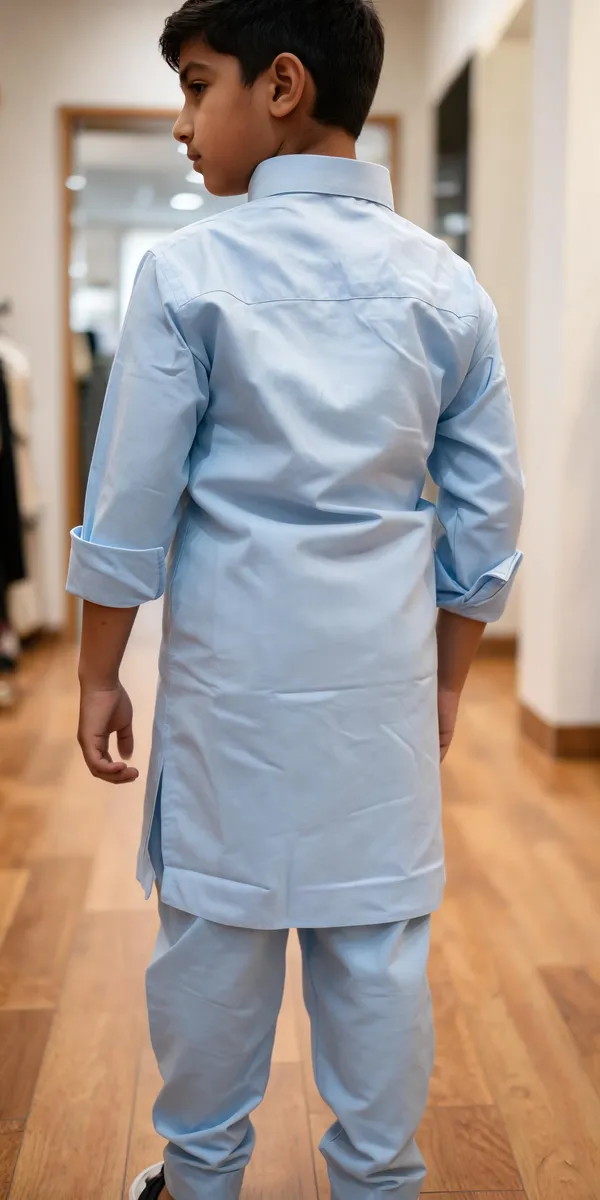 Light_Blue_Cotton_Spun_Embroidered_Pathani_For_Boys