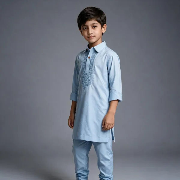 Light_Blue_Cotton_Spun_Embroidered_Pathani_For_Boys