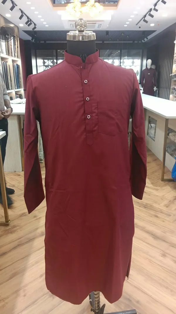 Maroon_Solid_Mandarin_Collar_Kurta_for_Men(46)