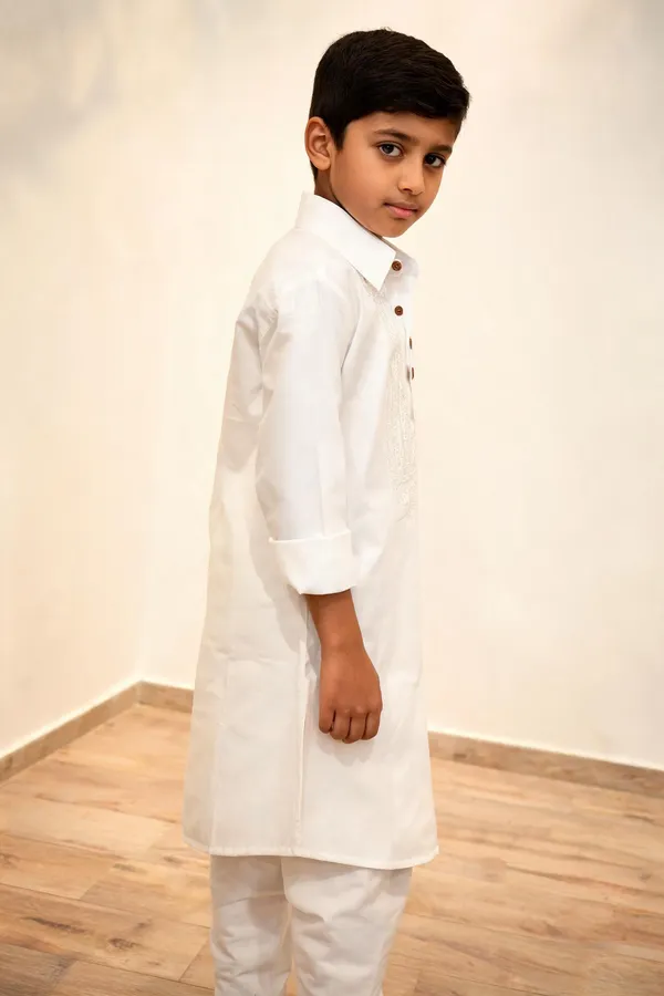 White_Cotton_Spun_Embroidered_Pathani_For_Boys
