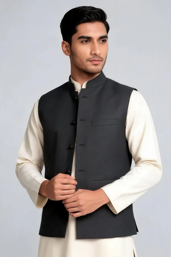 Black_Cotton_Spun_Nehru_Style_Waistcoat_For_Men