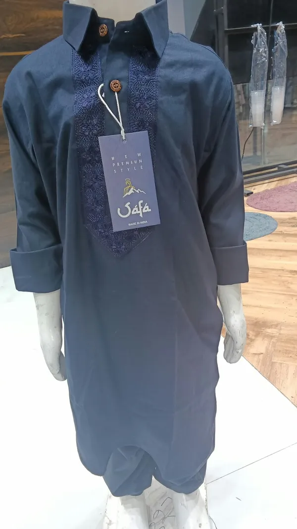 Navy_Blue_Embroidered_Pathani_for_Boys(16_YRS)
