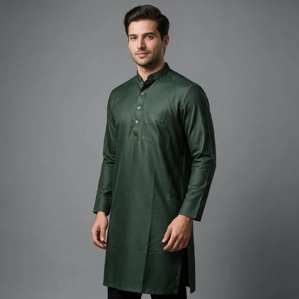Green_Cotton_Spun_Straight_Fit_Kurta_For_Men