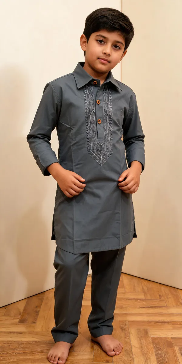 Grey_Cotton_Spun_Embroidered_Pathani_For_Boys