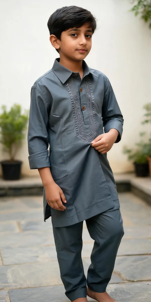 Grey_Cotton_Spun_Embroidered_Pathani_For_Boys