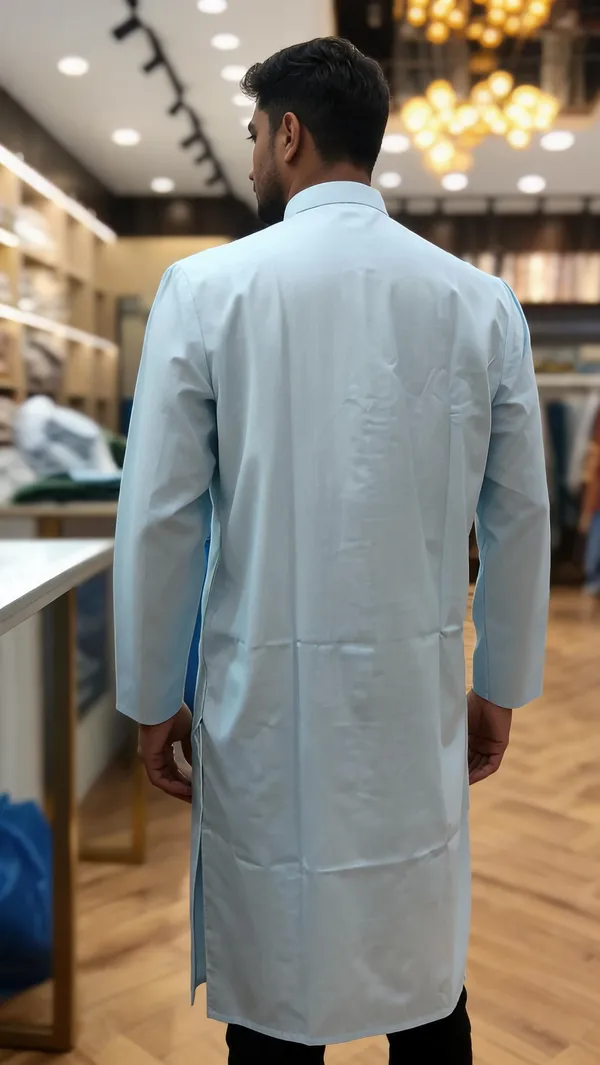 Light_Blue_Cotton_Spun_Straight_Fit_Kurta_For_Men