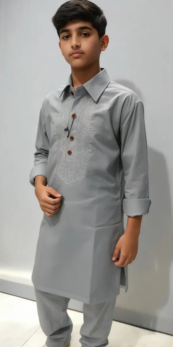 Grey_Cotton_Spun_Embroidered_Pathani_For_Boys