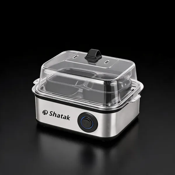 Shatak_Egg_Boiler_&_Poacher_|_3_Boiling_Modes_|_Stainless_Steel_Body_And_Heating_Plate_Seeb-Ss-Square_Egg_Cooker_(Silver,_Black,_8_Eggs)