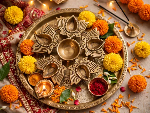 Iron_Traditional_Lotus_Design_5+1_Diya_Set