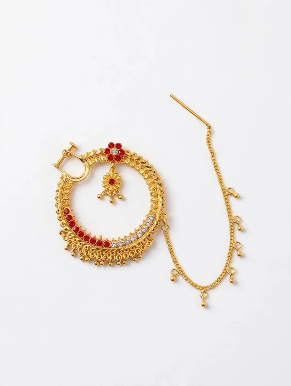Gold_Toned_Red_Stone_Bridal_Nath_Nose_Ring