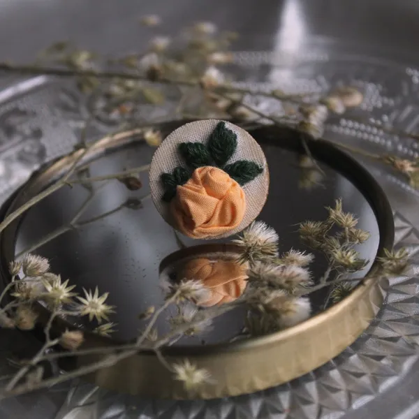 Golden_Yellow_Cotton_Embroidered_Rose_Circular_Adjustable_Ring_For_Women