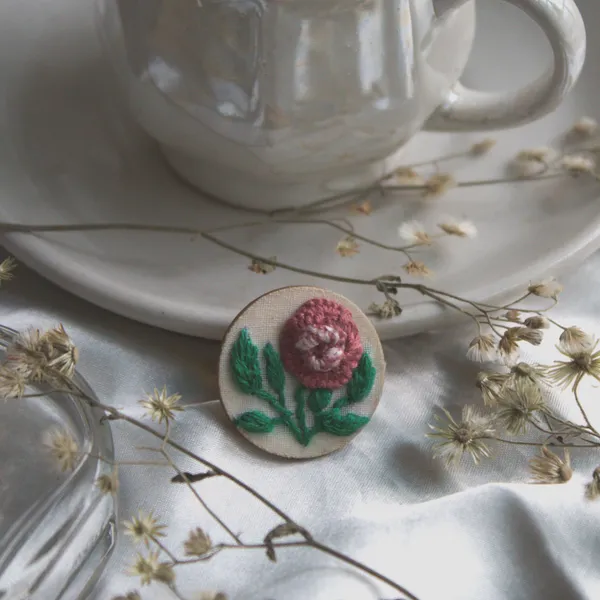 Mauve_Cotton_Embroidered_Rose_Branch_Round_Adjustable_Ring_For_Women