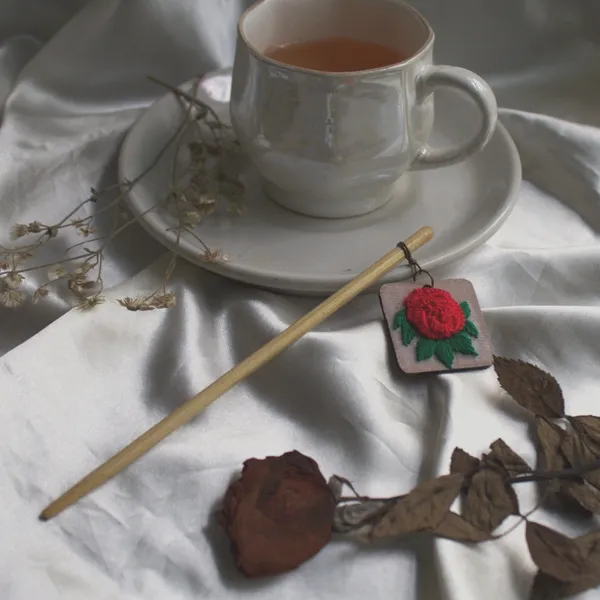 Bright_Red_Cotton_Embroidered_Rose_Branch_Square_Hair_Stick_For_Women