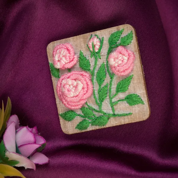 Light_Pink_Cotton_Embroidered_Gradient_Rose_Branch_Alligator_Hair_Clip_For_Women