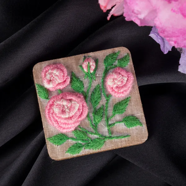 Light_Pink_Cotton_Embroidered_Gradient_Rose_Branch_Alligator_Hair_Clip_For_Women